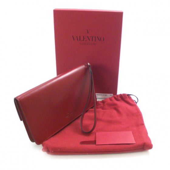 Valentino Garavani Vitello Rockstud Flip Lock Wristlet Pouch Scarlet Red 5 of 13