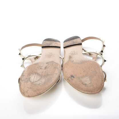 Valentino Garavani Nappa Rockstud Ankle Strap Flat Sandals 37.5 White 7 of 15