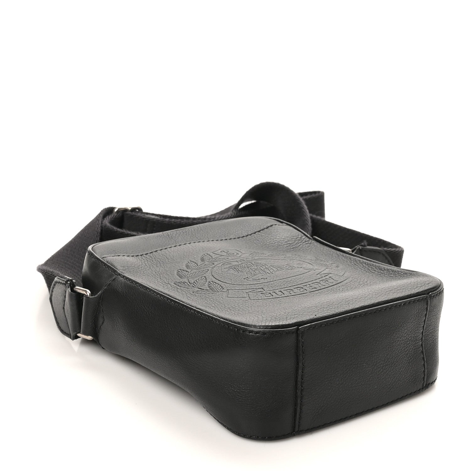 Burberry Pebbled  Calfskin Embossed Thornton Messenger Bag Black 4 of 10