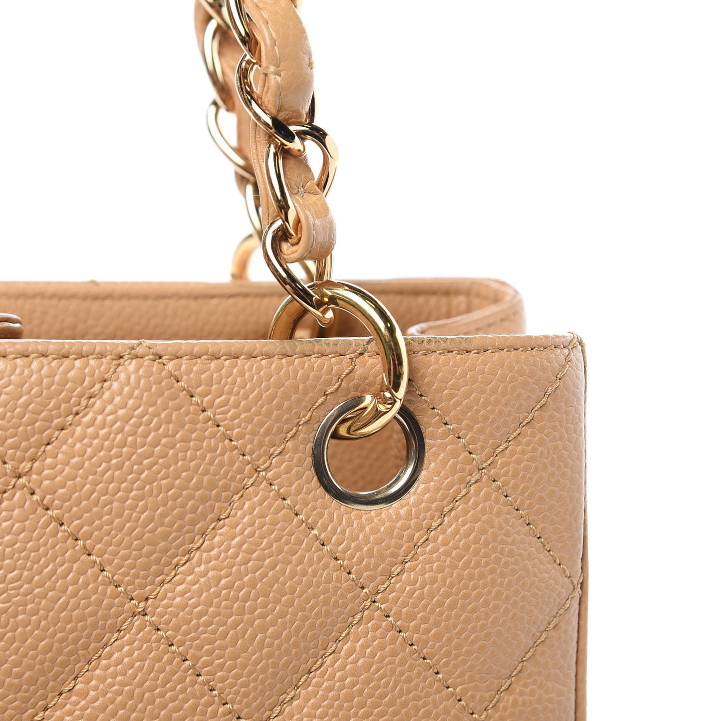 Caviar Quilted Petit Shopping Tote PST Dark Beige