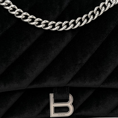 Balenciaga Crushed Velvet Quilted Medium Crush Chain Bag Black 7 of 9