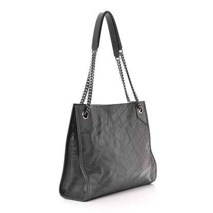 Saint Laurent Crinkled Calfskin Matelasse Monogram Medium Niki Shopper Tote Smog 3 of 10