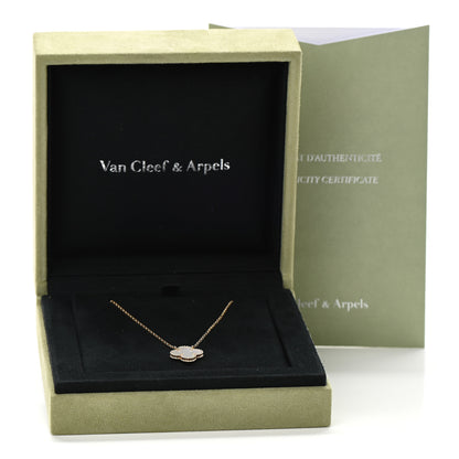 Van Cleef & Arpels 18K Yellow Gold Mother of Pearl Vintage Alhambra Pendant Necklace 7 of 7