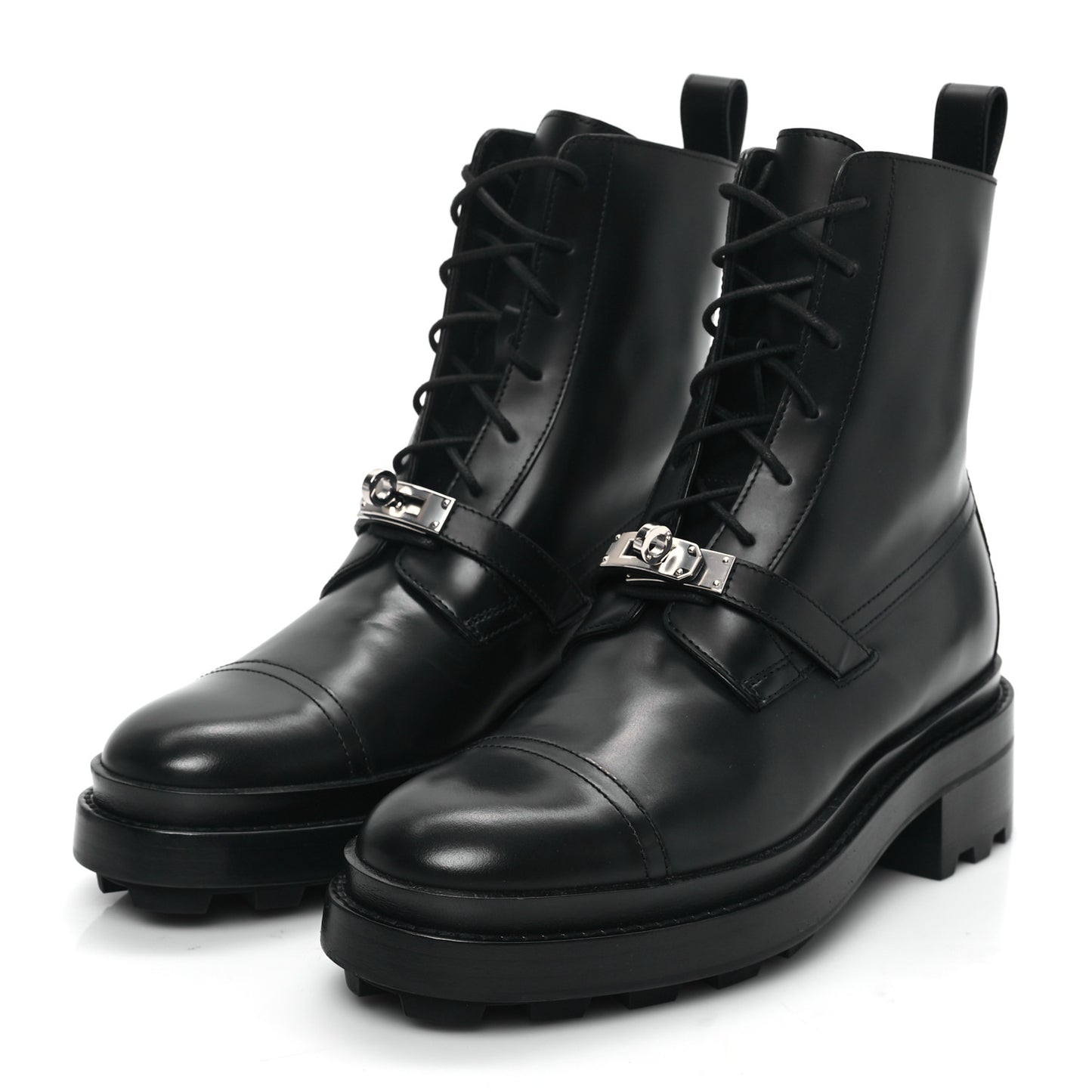 Glossed Calfskin Funk Ankle Boots 37.5 Black