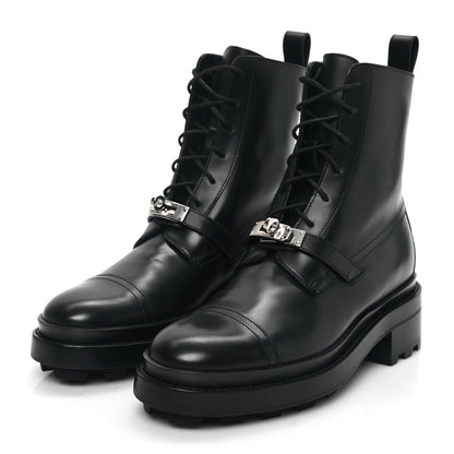 Hermes Glossed Calfskin Funk Ankle Boots 37.5 Black 3 of 9