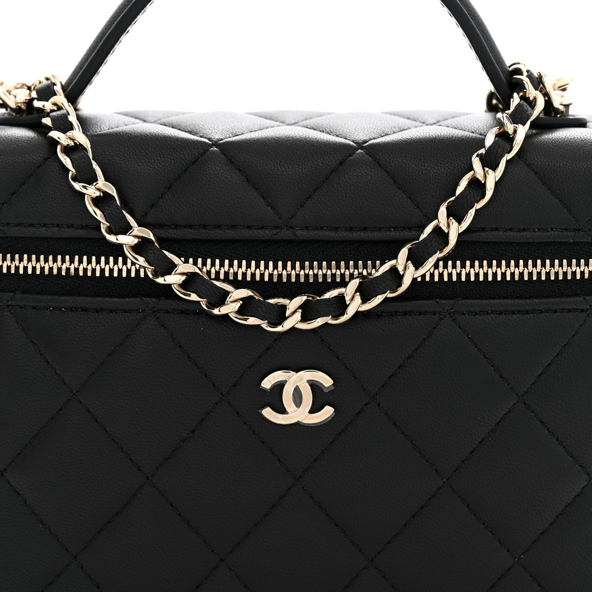 Chanel Lambskin Quilted Top Handle Slim Vanity With Chain Black 8 of 11