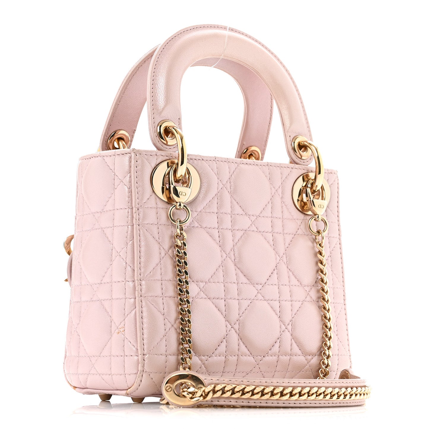 Metallic Lambskin Cannage Mini Lady Dior Lotus