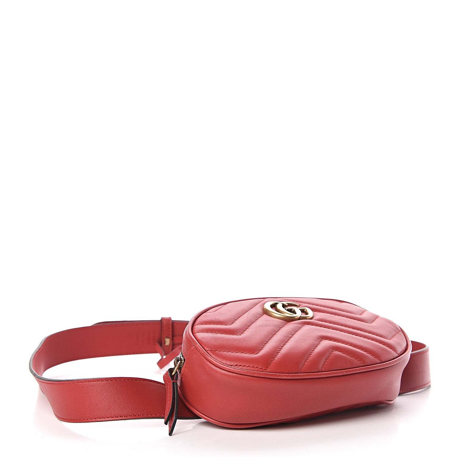 Gucci Calfskin Matelasse GG Marmont Belt Bag 85 34 Hibiscus Red 4 of 14