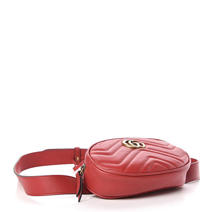 Gucci Calfskin Matelasse GG Marmont Belt Bag 85 34 Hibiscus Red 4 of 14