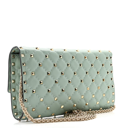 Valentino Garavani Lambskin Rockstud Spike Wallet on Chain Morning Dew 3 of 10