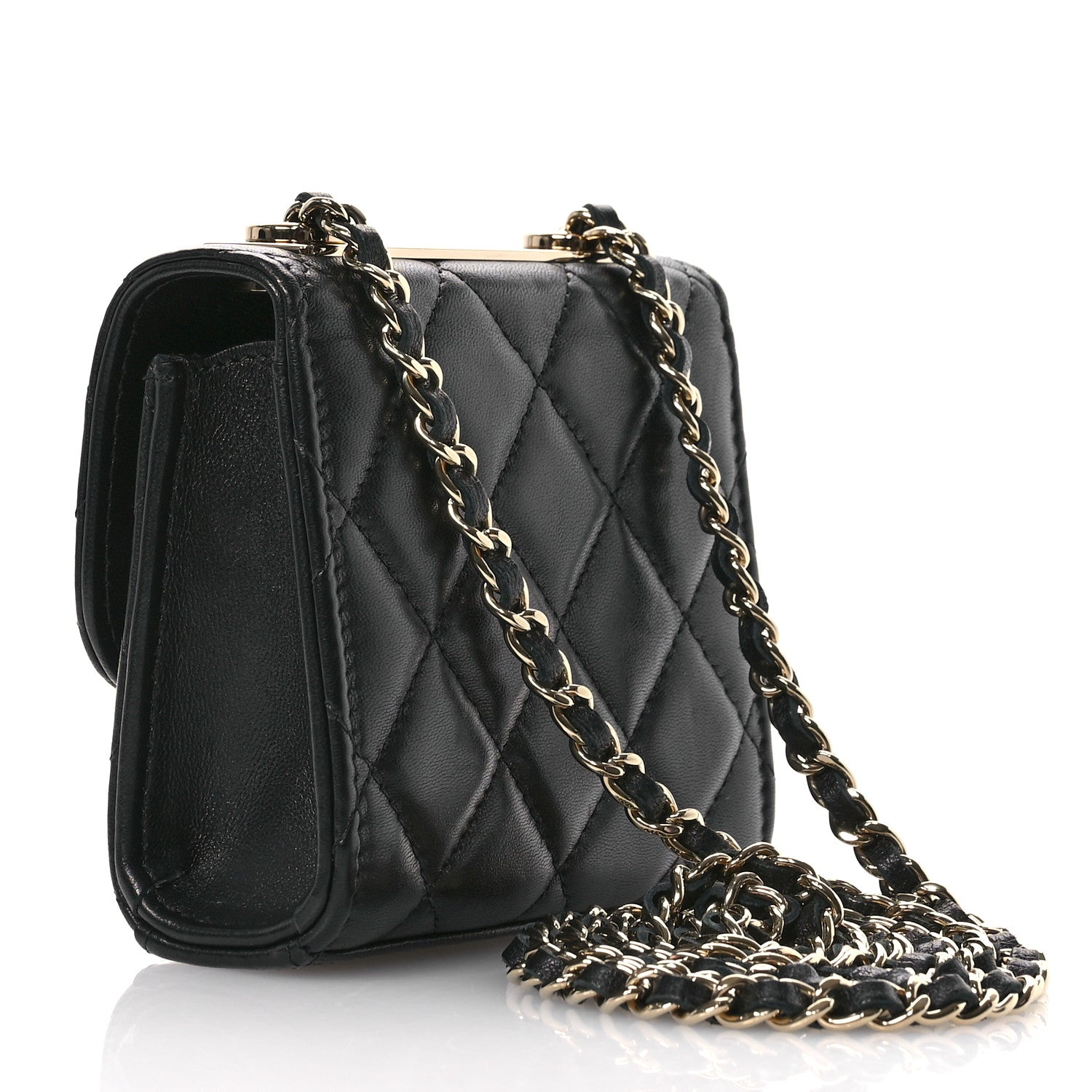 Chanel Lambskin Quilted Mini Trendy CC Clutch With Chain Black 3 of 11