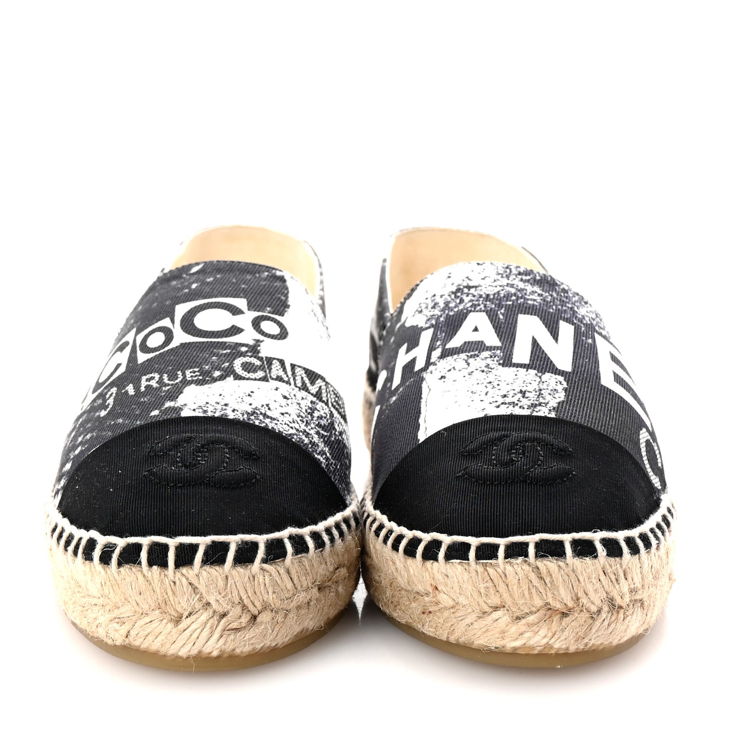 Printed Canvas Grosgrain 31 Rue Cambon Espadrilles 38 Black White