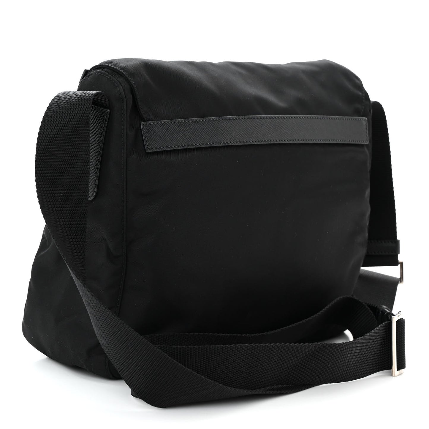 Nylon Vela Saffiano Single Buckle Messenger Shoulder Bag Black