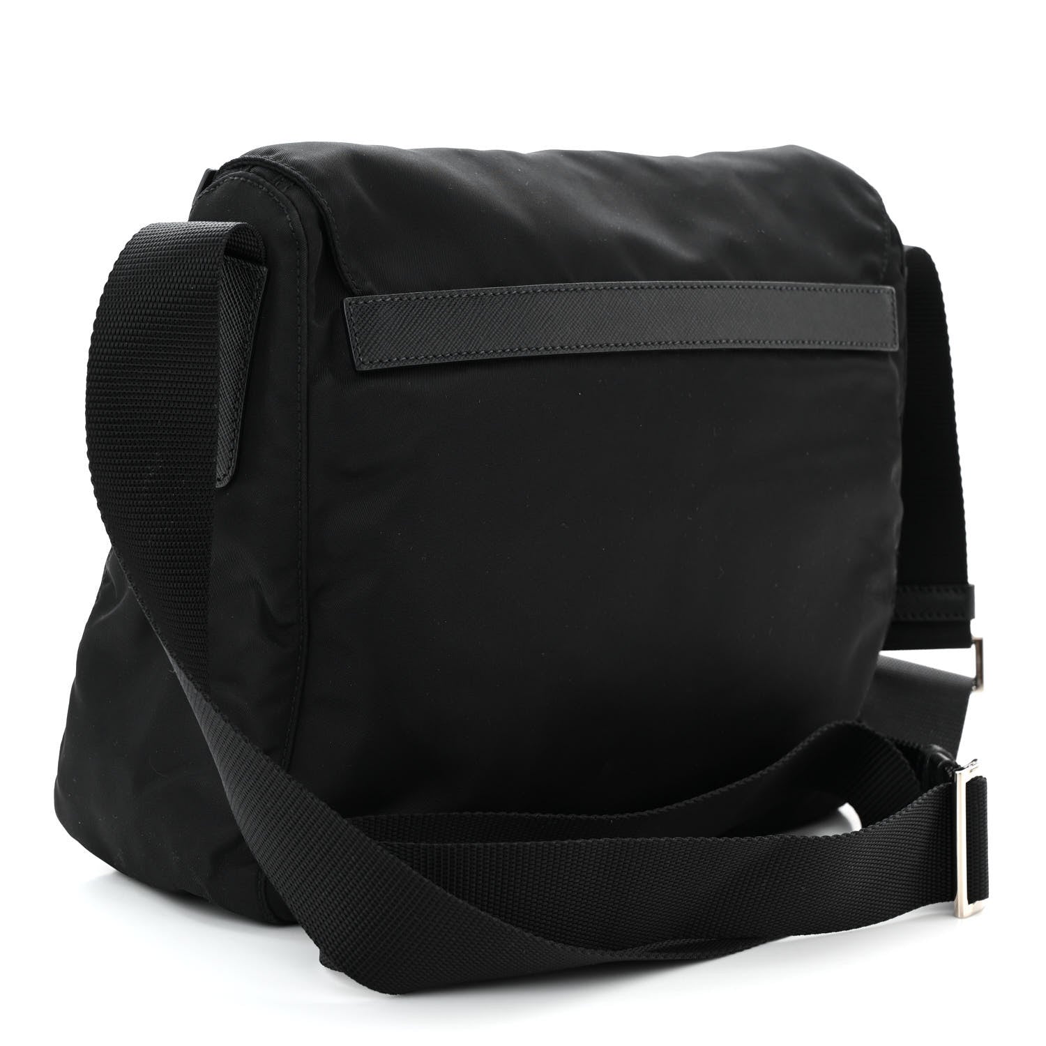 Prada Nylon Vela Saffiano Single Buckle Messenger Shoulder Bag Black 3 of 10