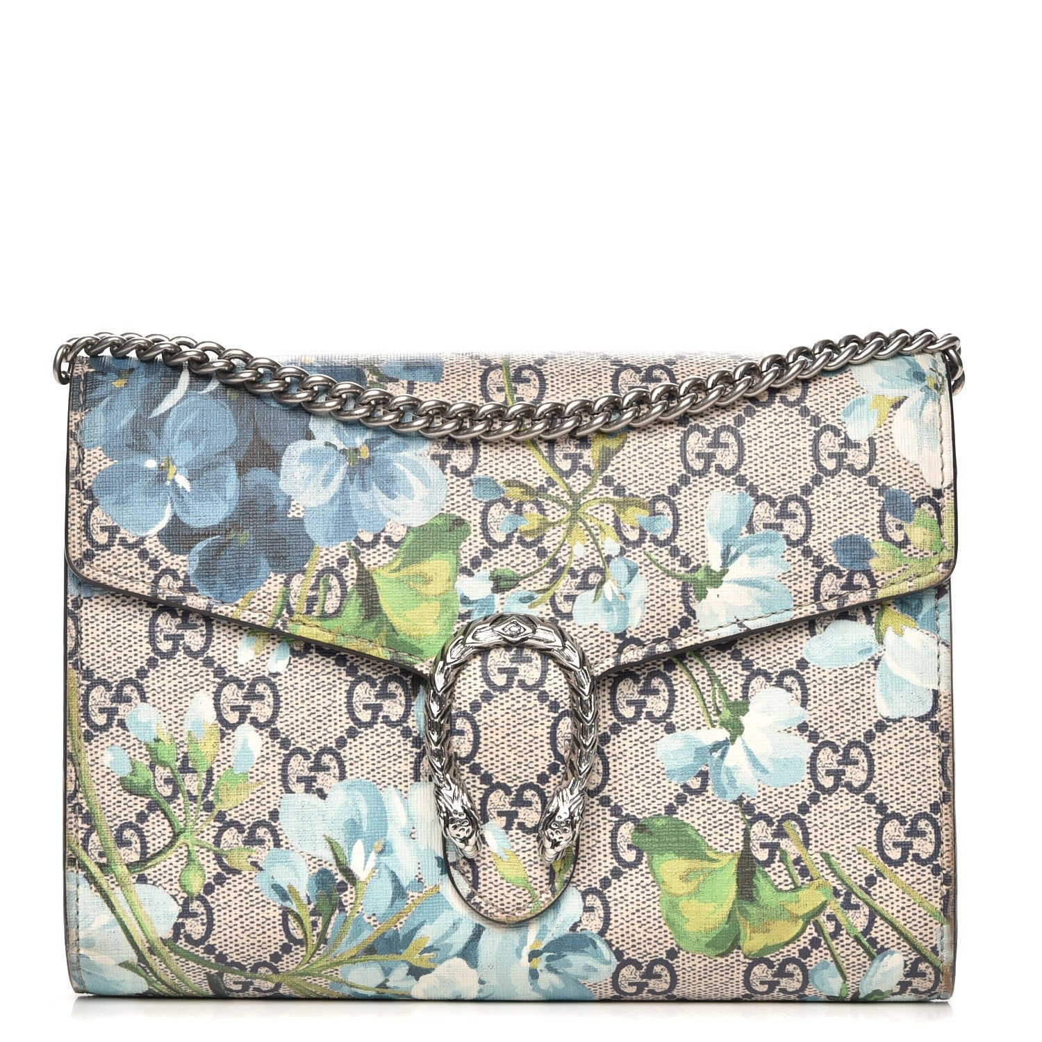 Gucci GG Supreme Monogram Blooms Mini Dionysus Chain Wallet Beige Blue Navy Vintage Blue 1 of 8