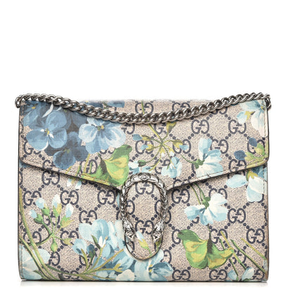 Gucci GG Supreme Monogram Blooms Mini Dionysus Chain Wallet Beige Blue Navy Vintage Blue 1 of 8