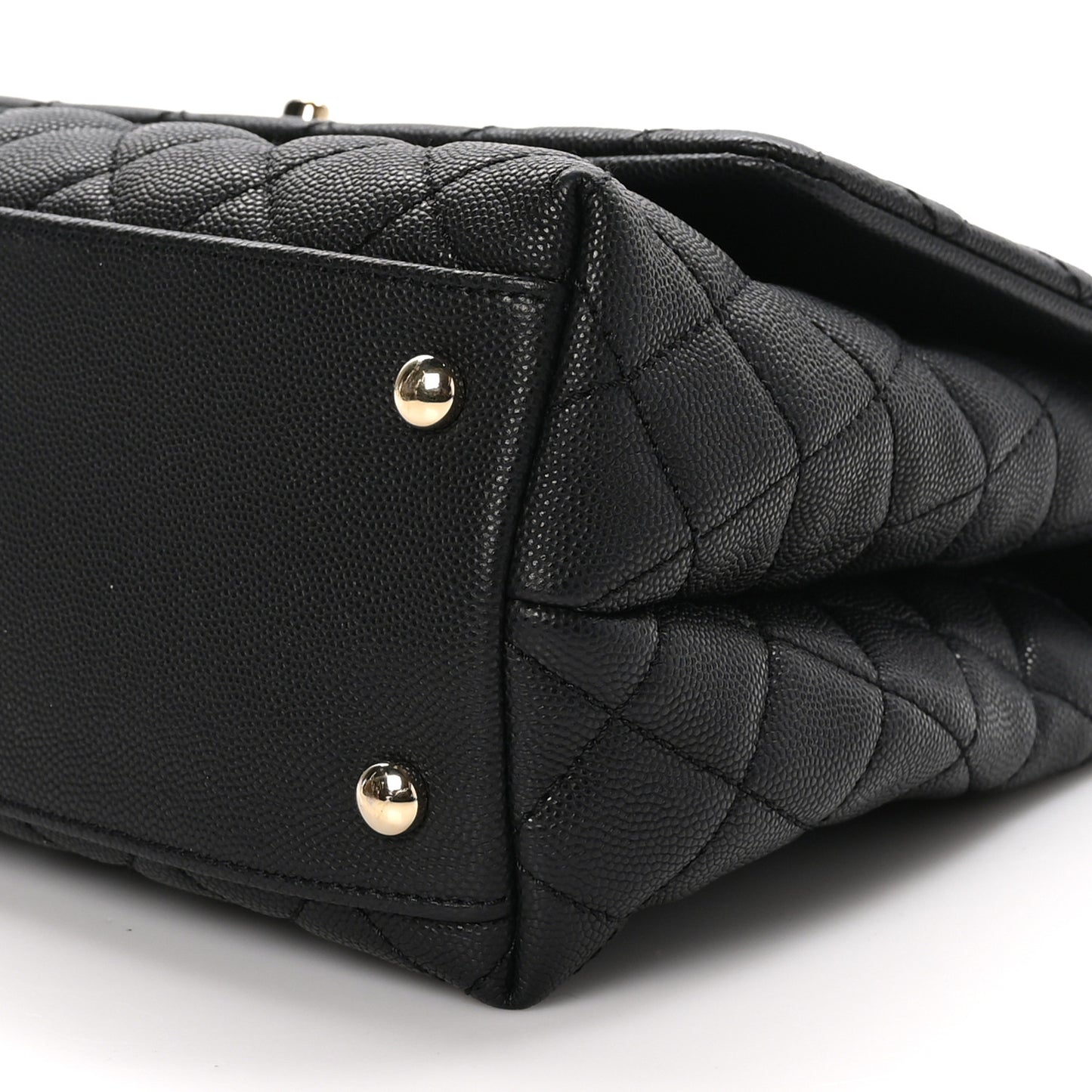 Caviar Quilted Small Coco Handle Flap Black