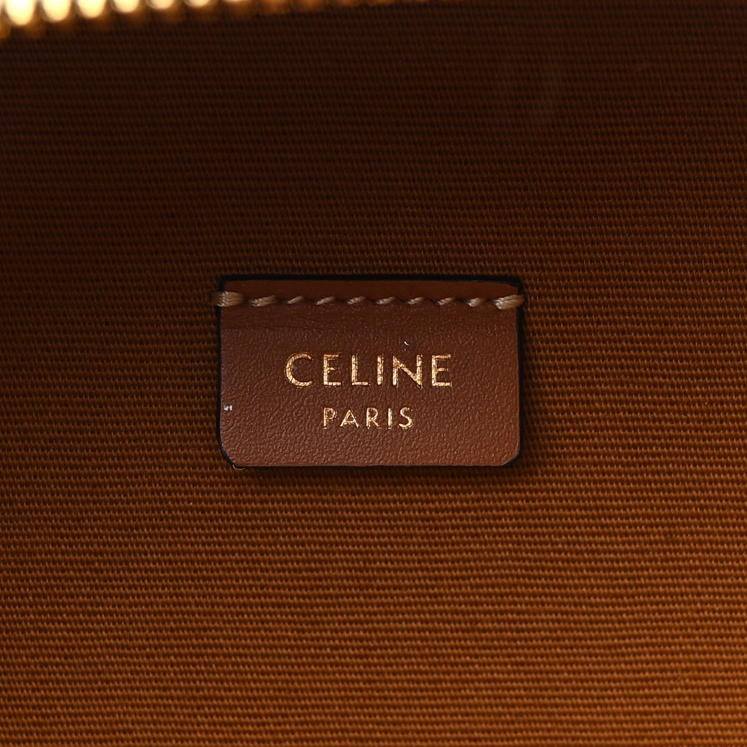Celine Triomphe Canvas Calfskin Cuir Box On Chain Tan 6 of 11