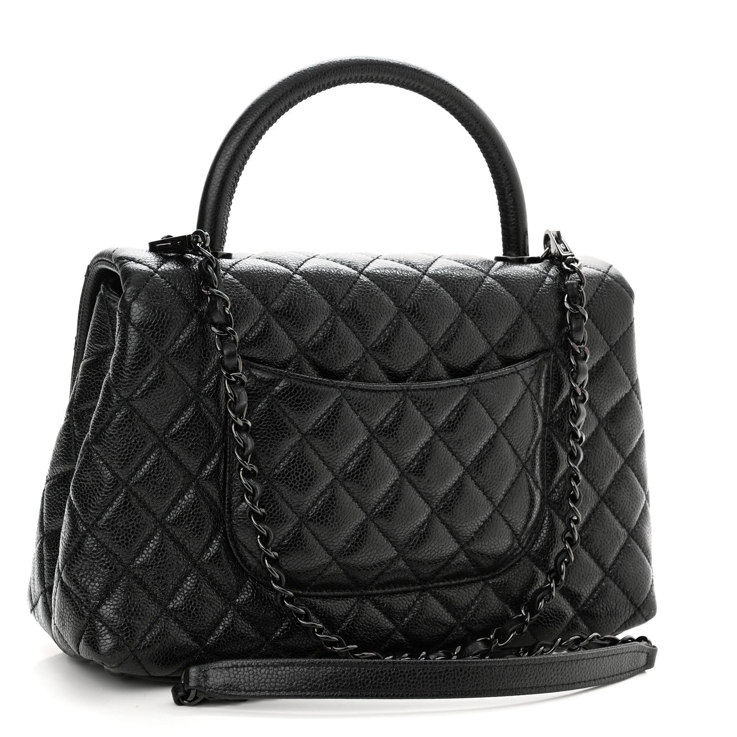 Chanel Caviar Quilted Small Coco Handle Flap So Black 3 of 12