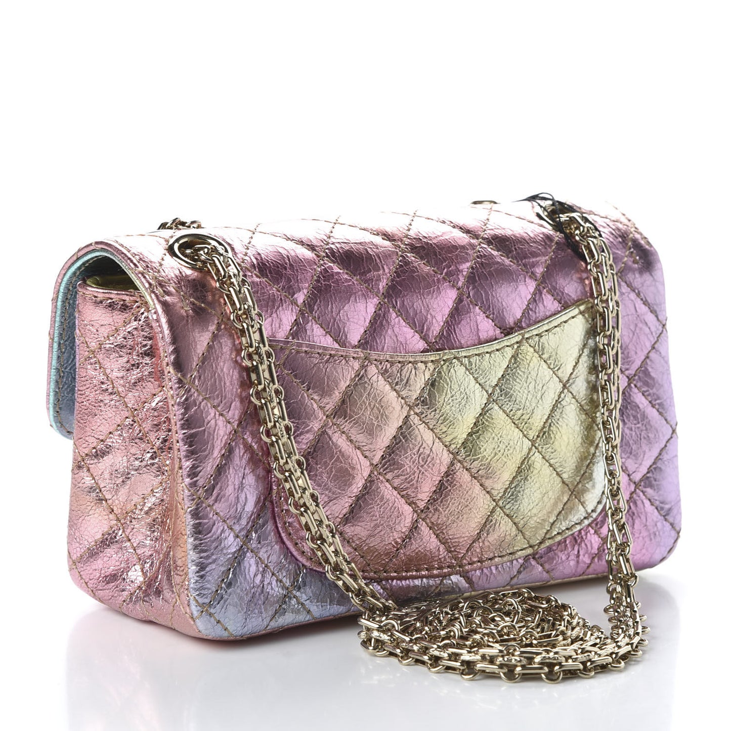 Metallic Goatskin Quilted Mini 2.55 Reissue Flap Multicolor