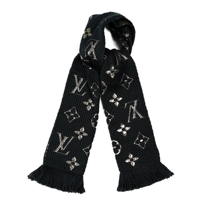 Louis Vuitton Wool Silk Logomania Shine Scarf Black 1 of 3