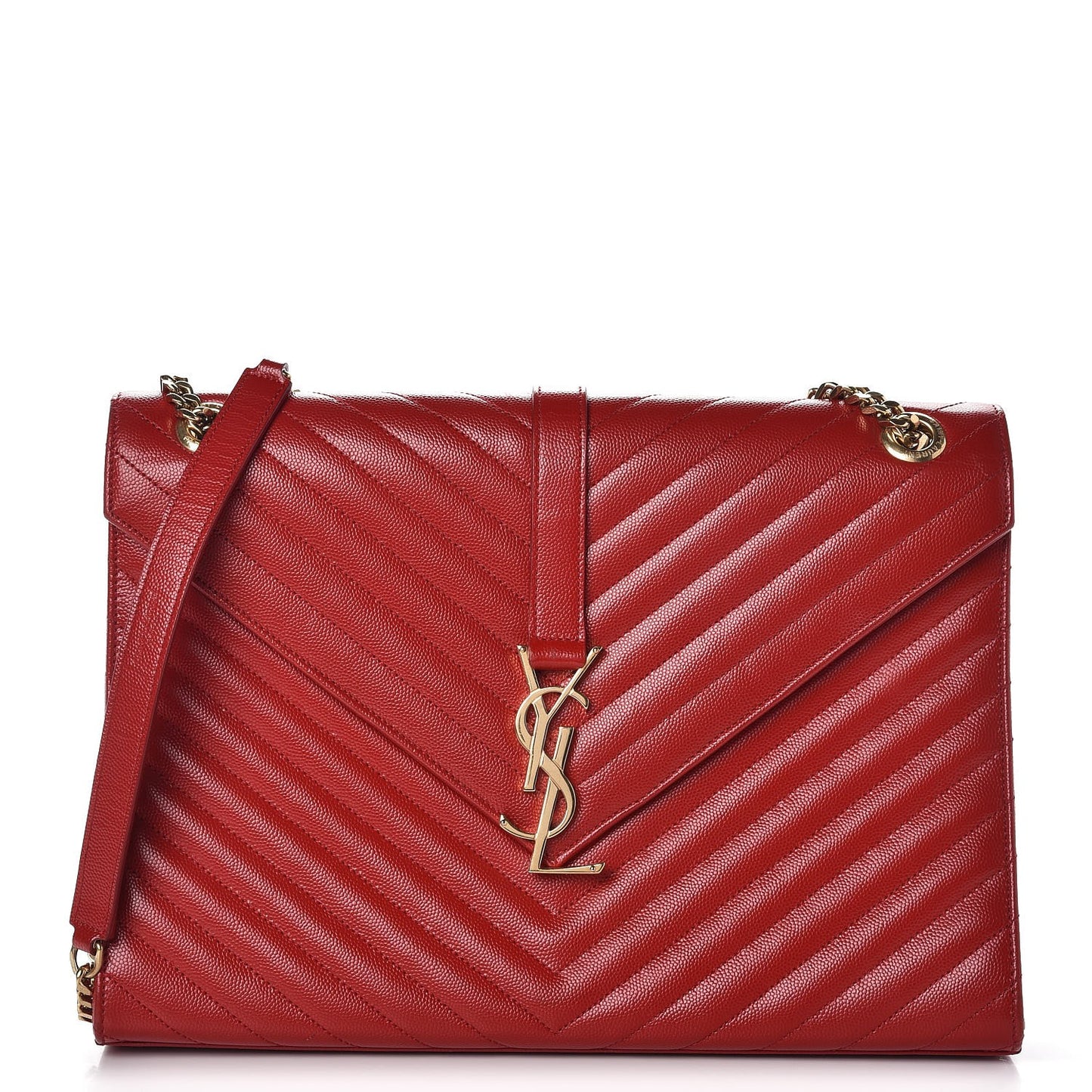 Grain De Poudre Matelasse Chevron Large Monogram Satchel Lipstick Red