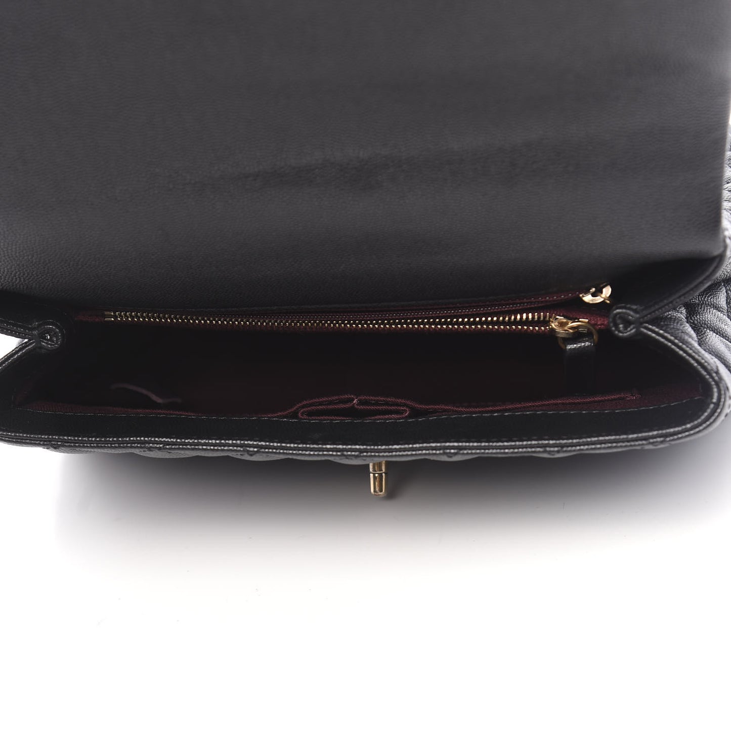 Caviar Quilted Small Coco Handle Flap Black