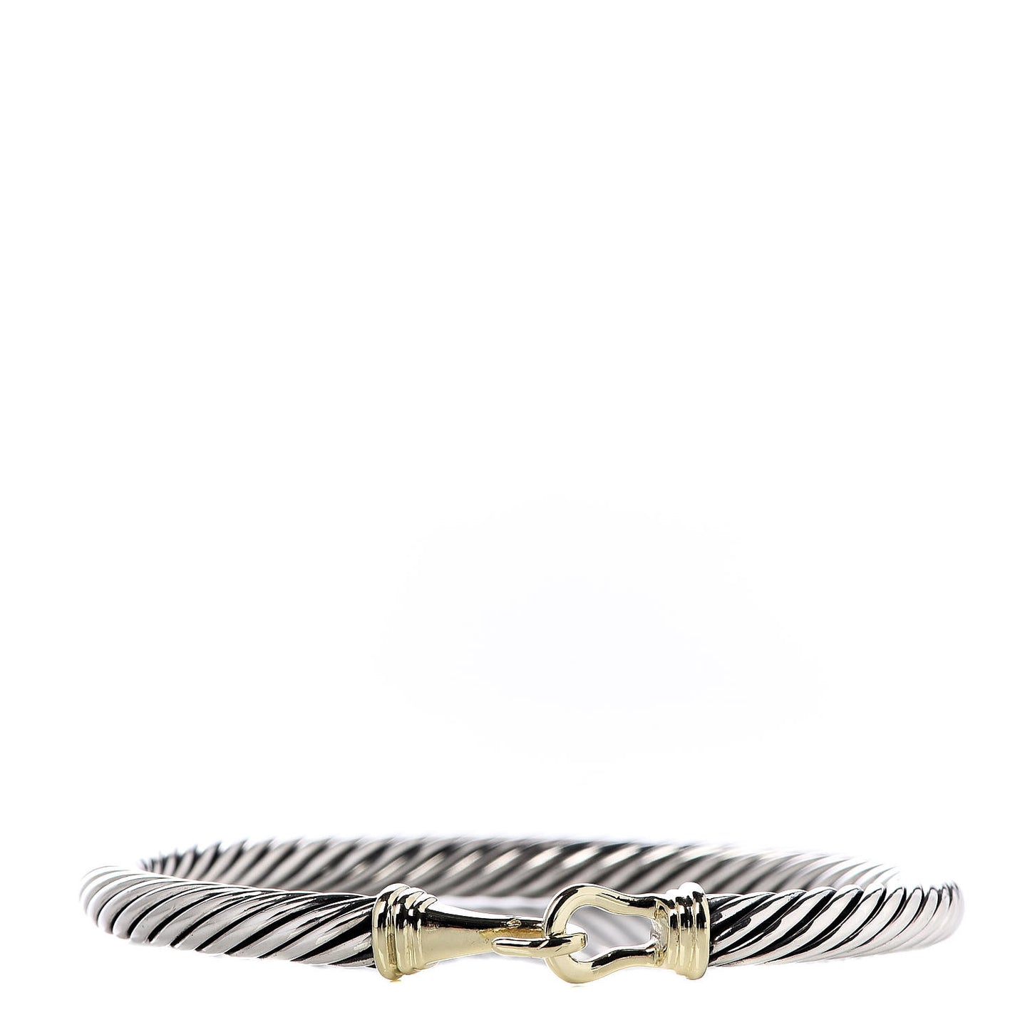 Sterling Silver 14K Yellow Gold 5mm Cable Classic Buckle Bracelet
