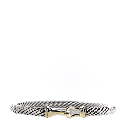 David Yurman Sterling Silver 14K Yellow Gold 5mm Cable Classic Buckle Bracelet 1 of 5