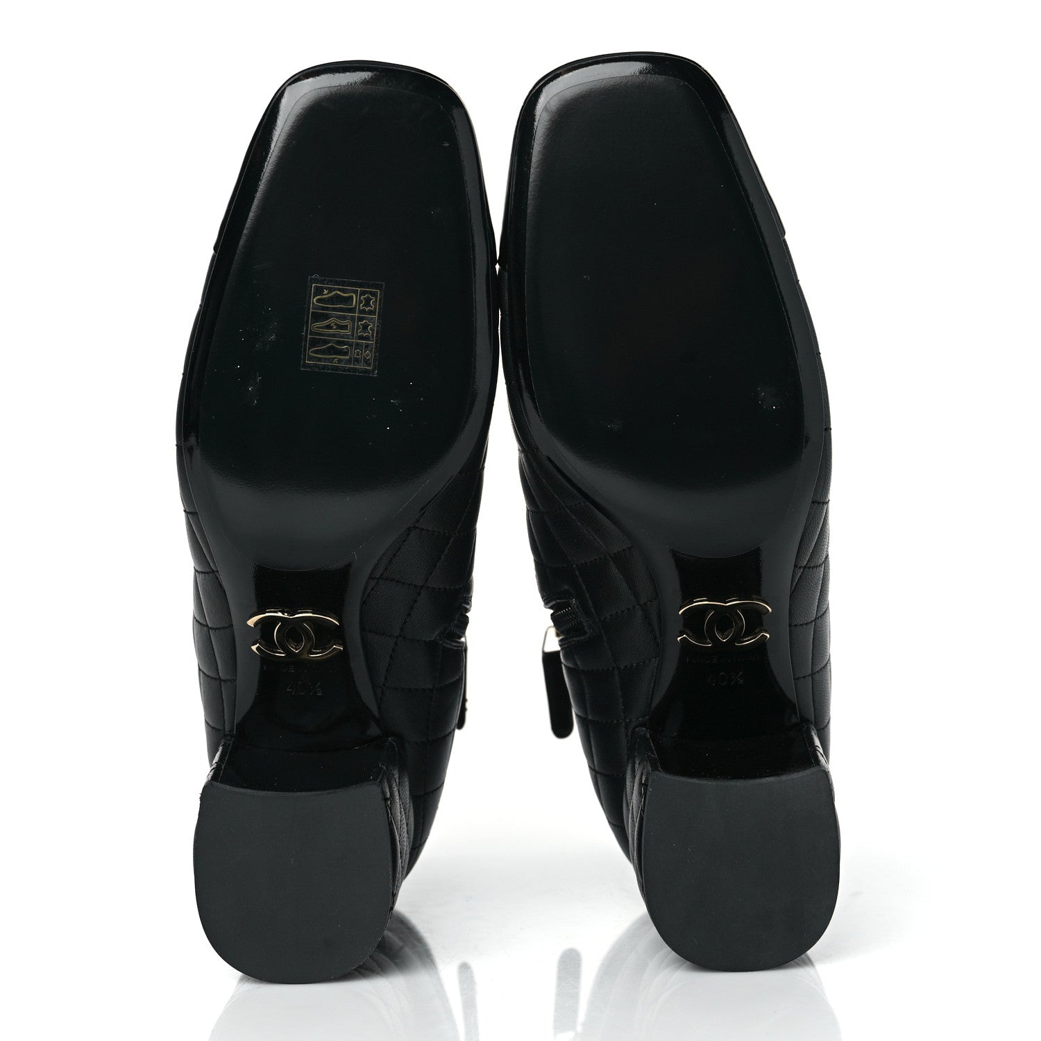 Chanel Lambskin Quilted Patent Cap Toe CC Booties 40.5 Black 5 of 8