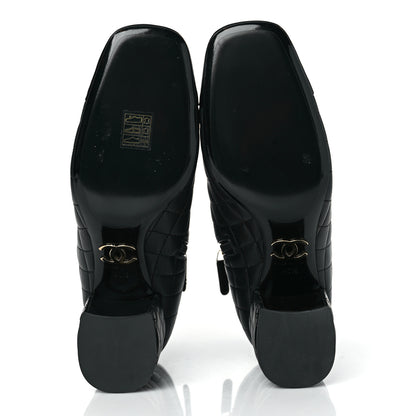 Chanel Lambskin Quilted Patent Cap Toe CC Booties 40.5 Black 5 of 8