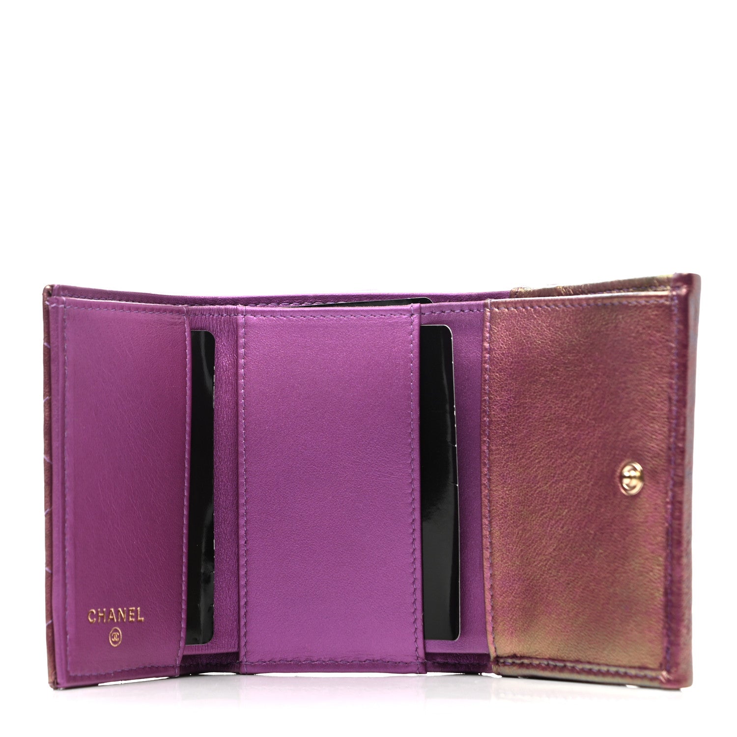 Chanel Iridescent Lambskin Small Quilted Flap Wallet Purple 4 of 7