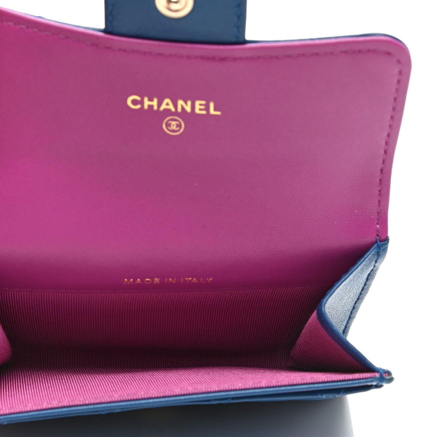 Chanel Lambskin Quilted Flap Card Holder Wallet Blue Pink 5 of 9