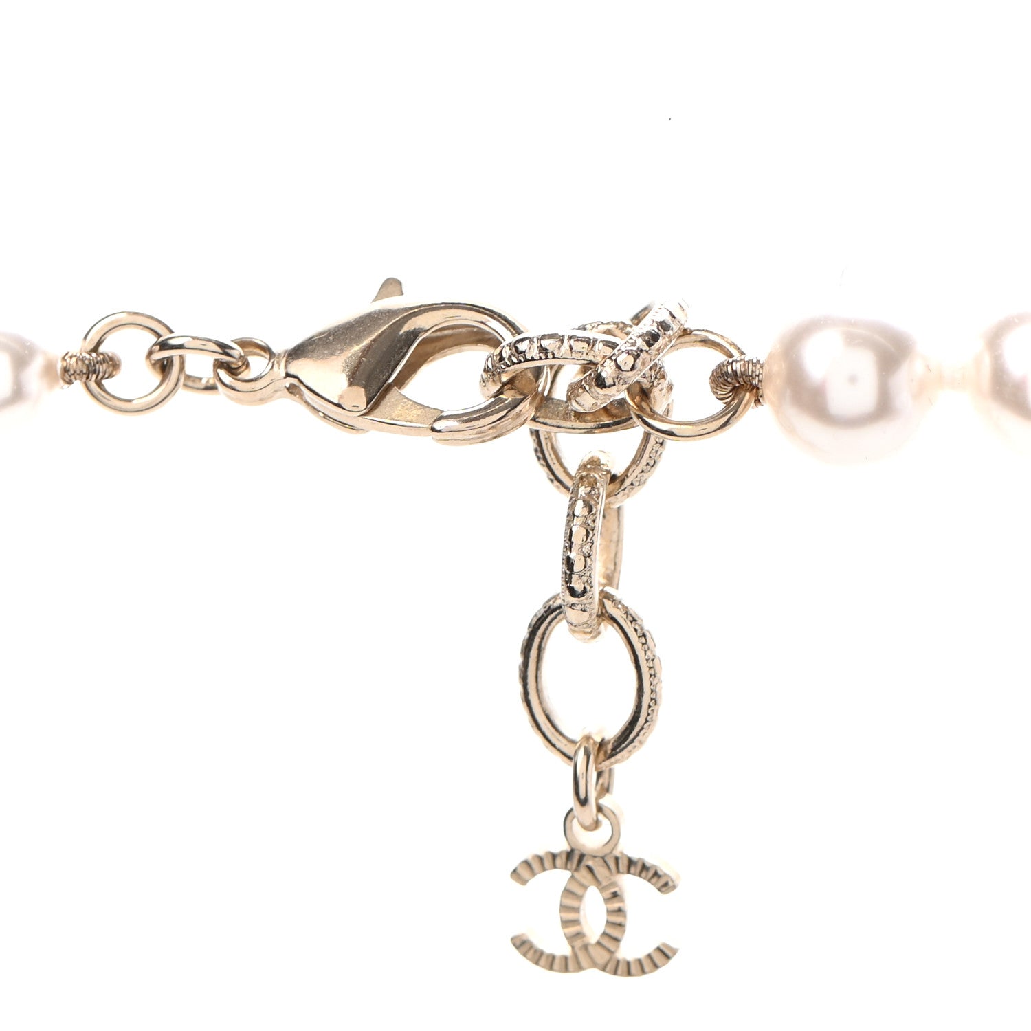 Chanel Pearl Baguette Crystal CC Long Necklace Silver 4 of 5