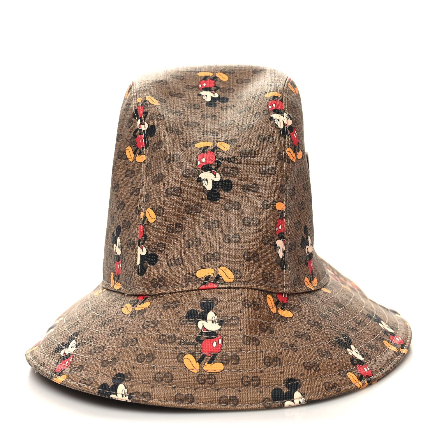 Gucci X DISNEY Mini Vintage GG Supreme Monogram Mickey Mouse Trent Bucket Hat L Beige Ebony Yellow 5 of 9