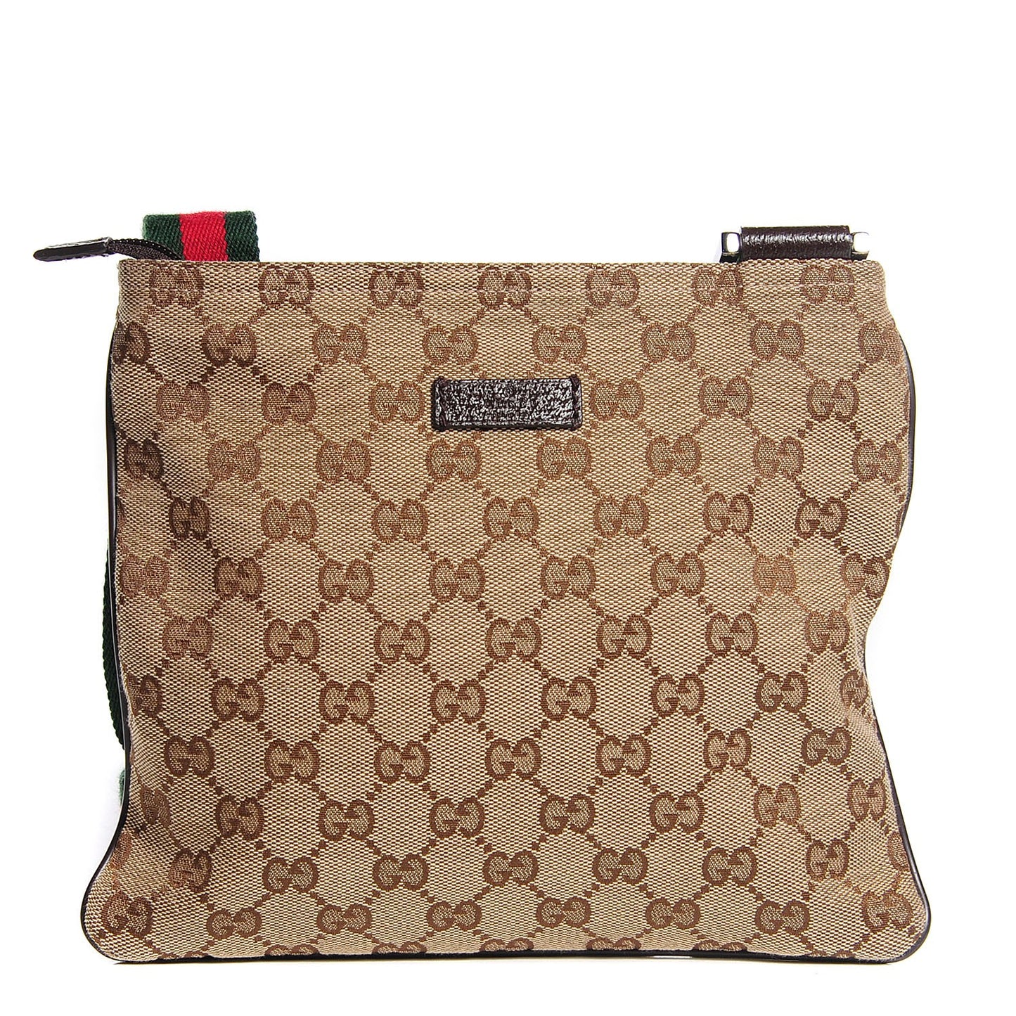 Monogram Web Small Flat Messenger Bag Brown