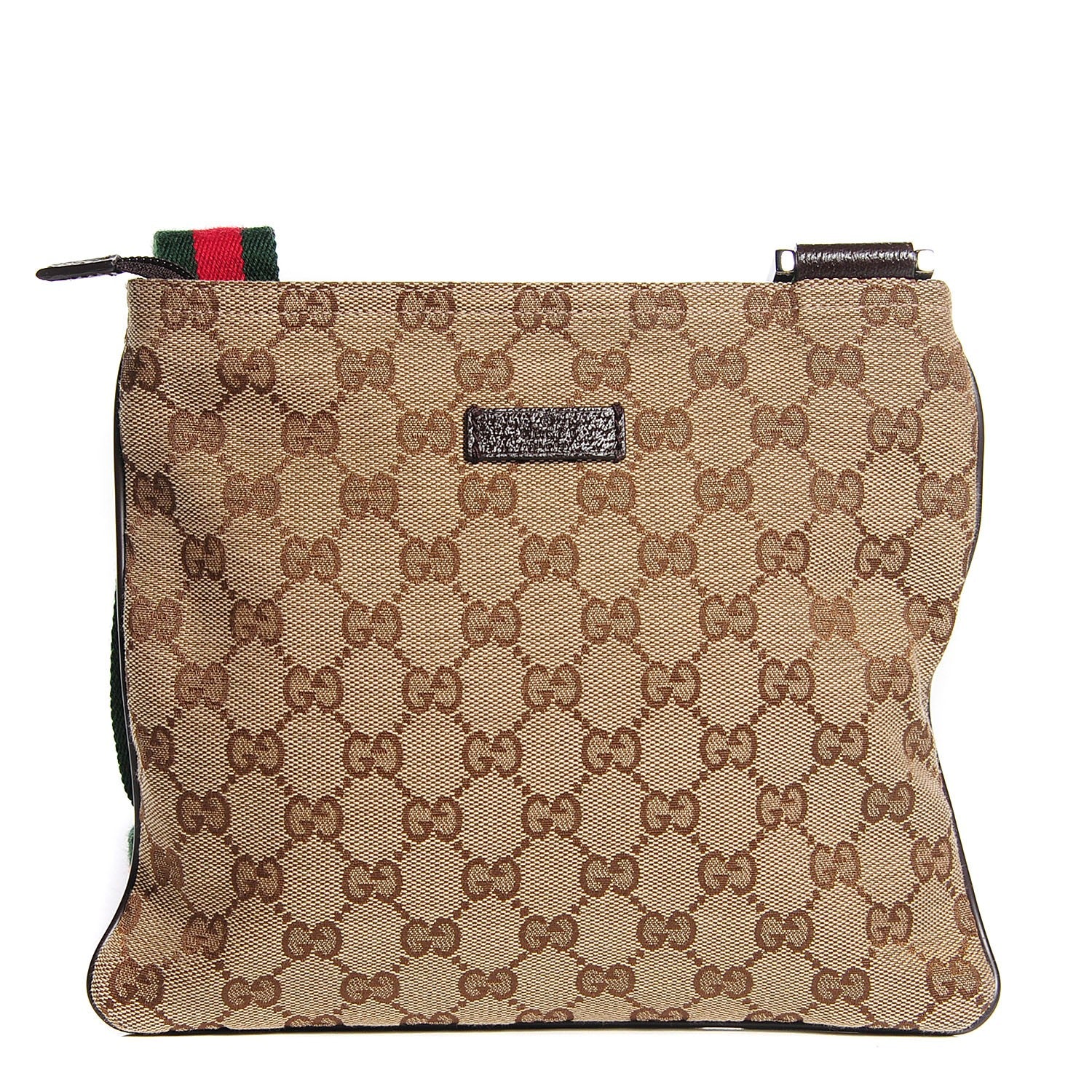 Gucci Monogram Web Small Flat Messenger Bag Brown 1 of 7
