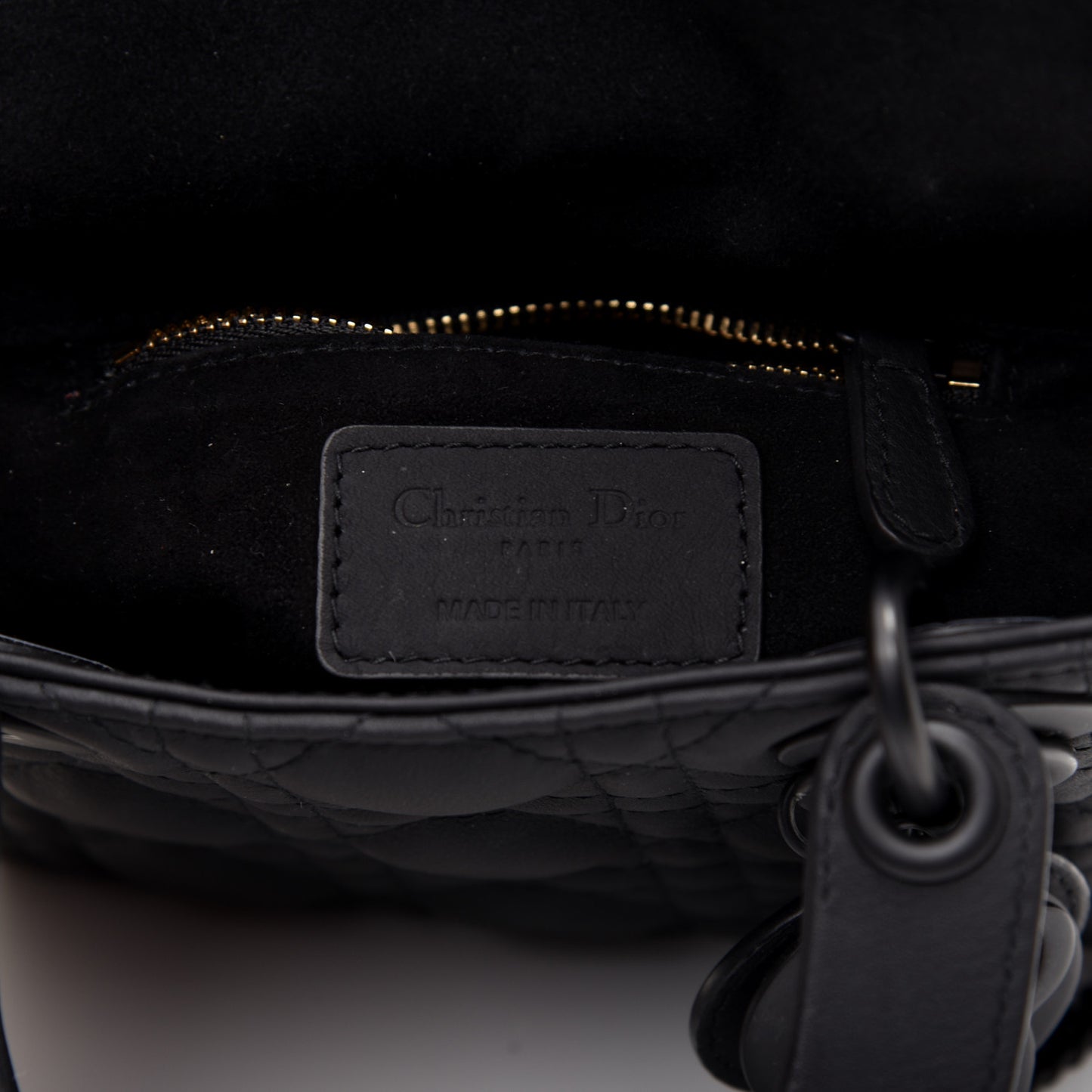 Ultra Matte Calfskin Cannage Mini Lady Dior Black