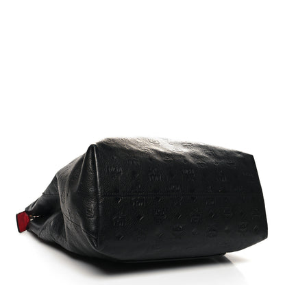 MCM Calfskin Ottomar Monogram Large Klara Hobo Black Red 4 of 13