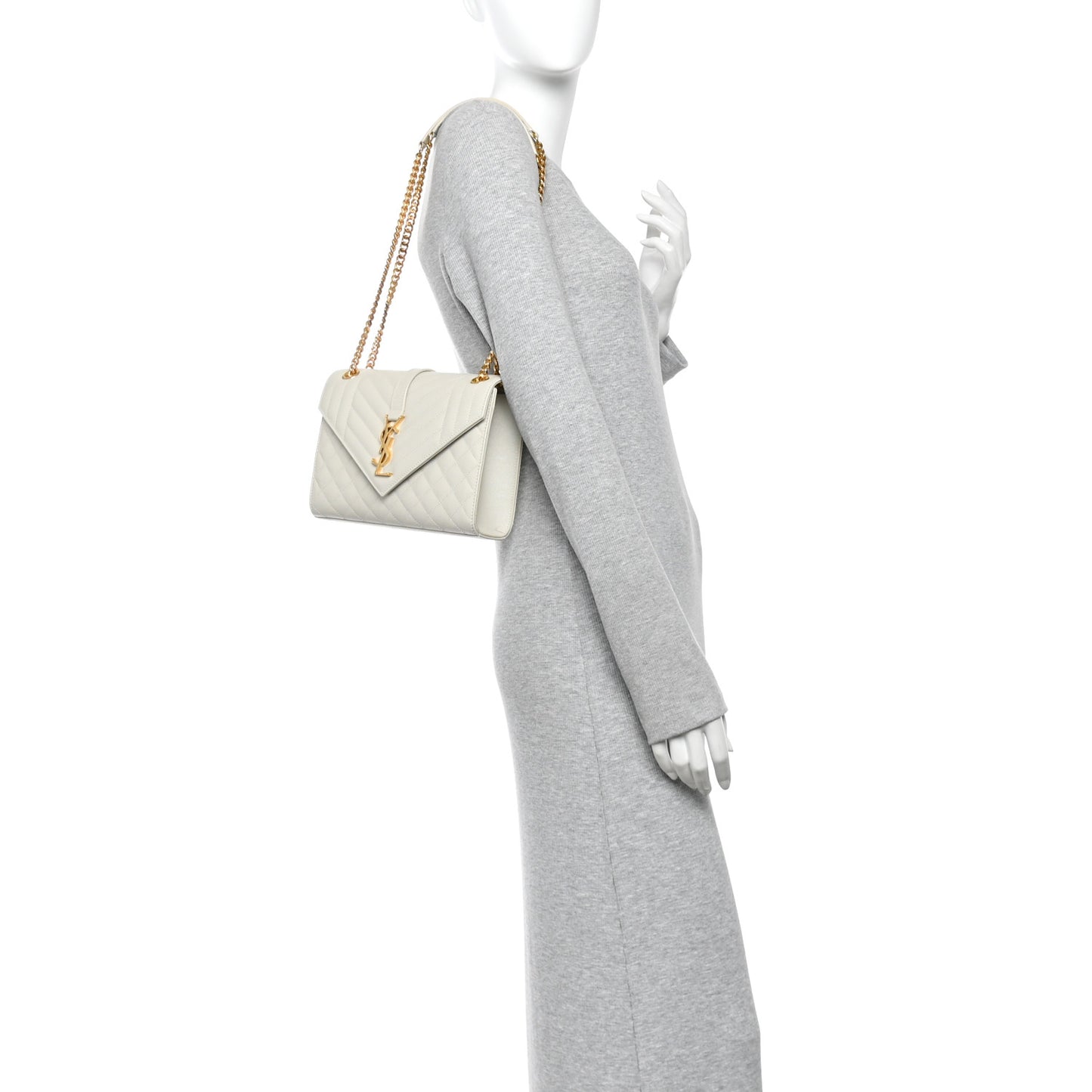 Grain De Poudre Textured Mixed Matelasse Medium Triquilt Monogram Satchel Crema Soft
