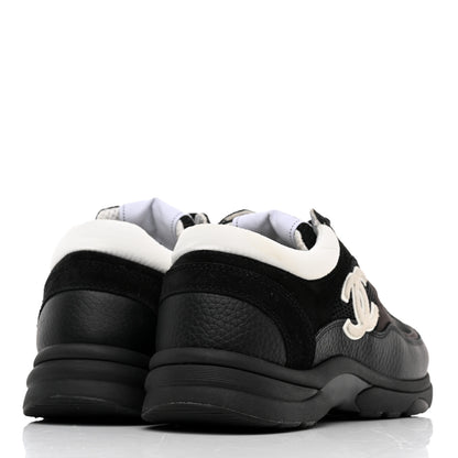 Chanel Mesh Suede Grained Calfskin Womens CC Sneakers 40 Black White 4 of 8