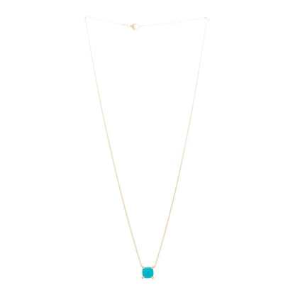 David Yurman 18K Yellow Gold Diamond Turquoise 7mm Petite Chatelaine Pendant Necklace 3 of 6