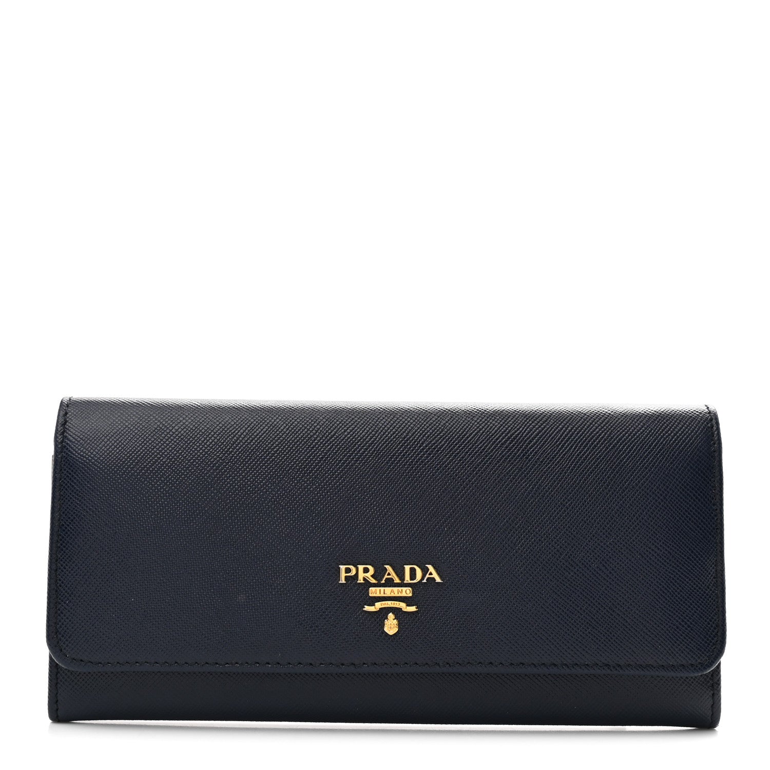 Prada Saffiano Metal Continental Flap Wallet Baltico Argento 1 of 6