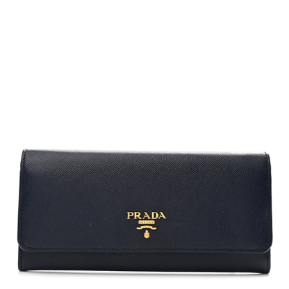 Prada Saffiano Metal Continental Flap Wallet Baltico Argento 1 of 6