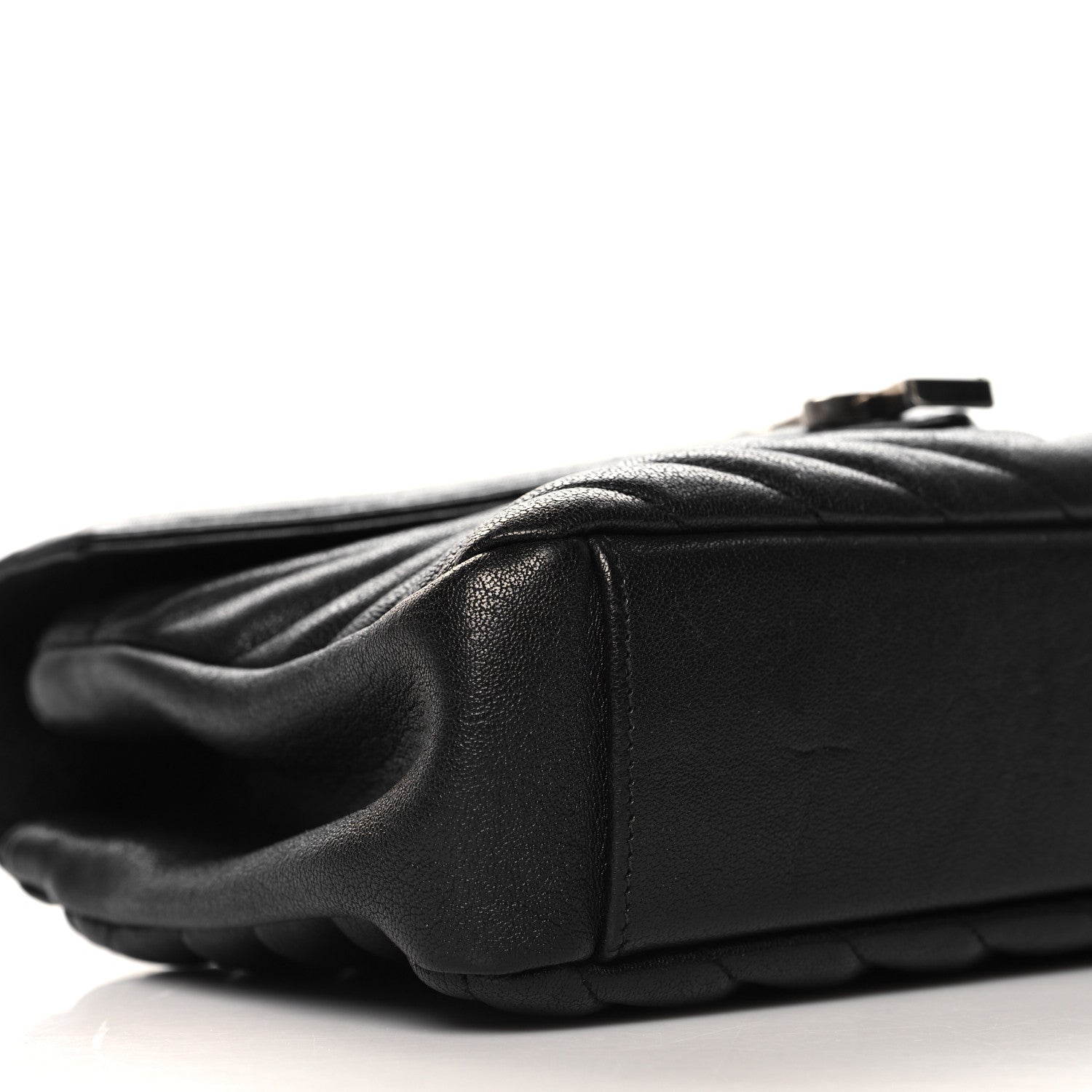 Saint Laurent Sheepskin Matelasse Chevron Monogram Medium College Bag Black 9 of 11