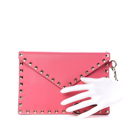 Valentino Garavani Vitello Medium Rockstud Envelope Flat Wristlet Pouch Shadow Pink 2 of 10