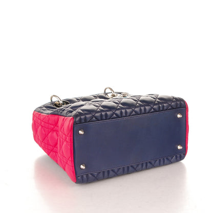 Christian Dior Lambskin Cannage Medium Tri-Color Lady Dior Sapphire Fuchsia Turquoise 4 of 7