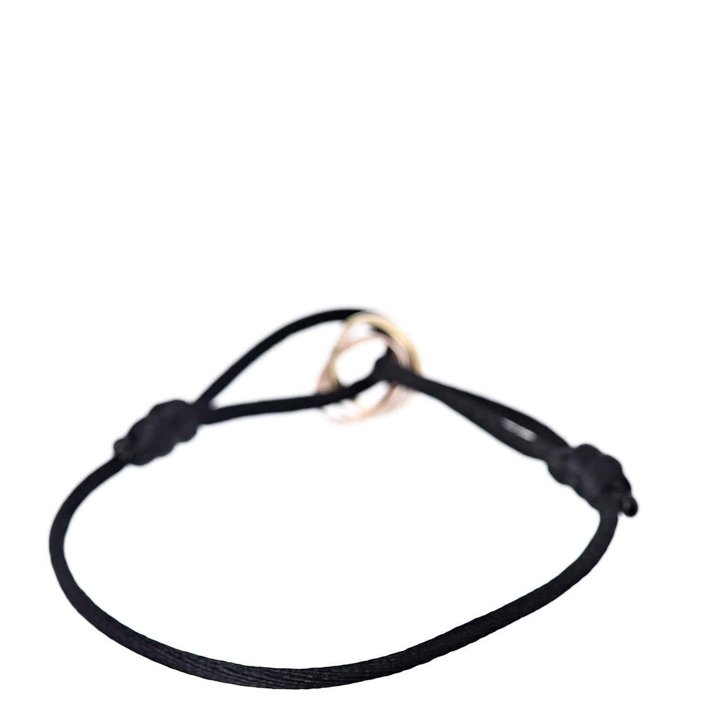 18K Pink Yellow White Gold Trinity Adjustable Cord Bracelet Black
