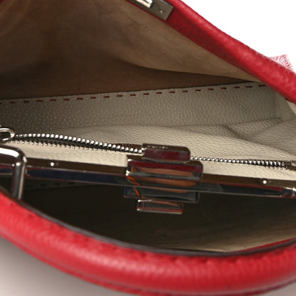 Fendi Cuoio Romano Selleria Bi-Color Medium Peekaboo Iconic Satchel Rosso Latte 7 of 18