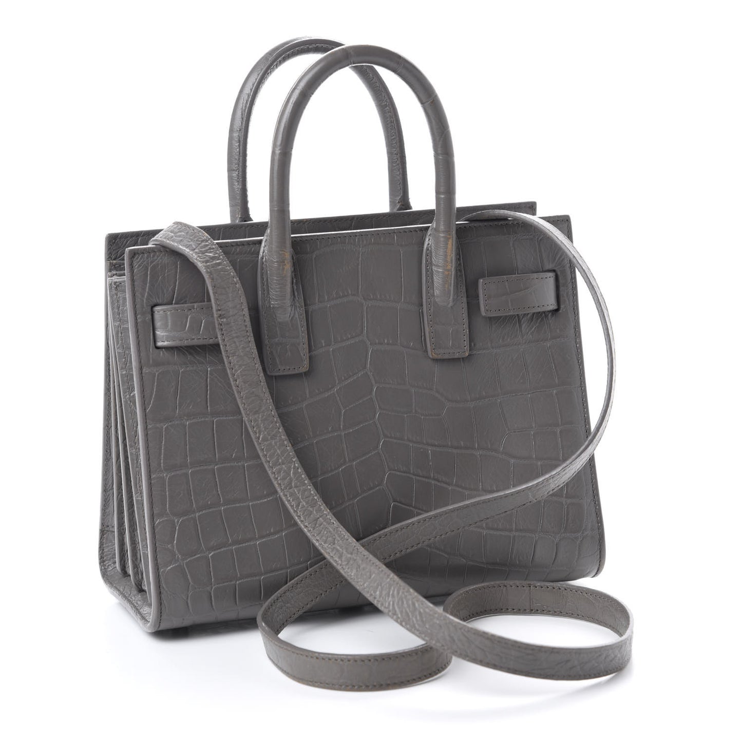 Calfskin Crocodile Embossed Nano Sac De Jour Fog